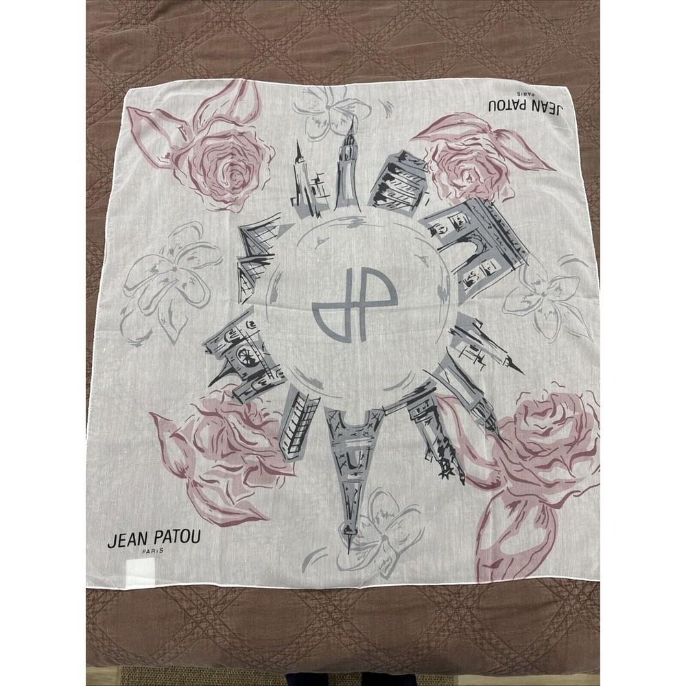 Beautiful JEAN PATOU Floral Scarf  Square